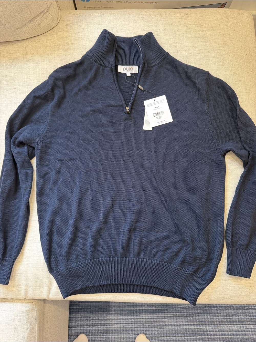 Pur Navy Half-Zip Men's Sweater